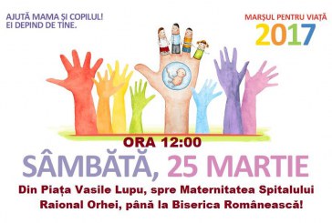 A treia ediție a Marșului pentru viață va avea loc mâine la Orhei