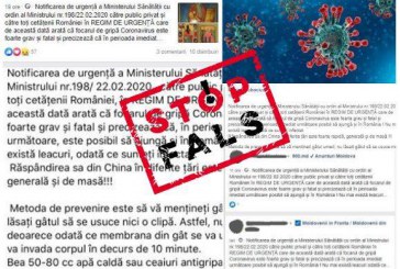 O notificare de urgență FALSĂ despre Coronavirus, distribuită masiv în rețelele sociale