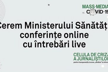 Celula de criză a jurnaliștilor cere în continuare Ministerului Sănătății să organizeze conferințe online cu întrebări live