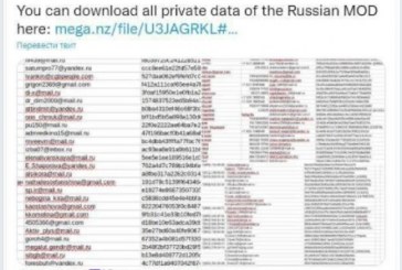 Grupul de hackeri Anonymmous a spart site-ul ministerului apărării din Rusia și a publcat datele unor angajați
