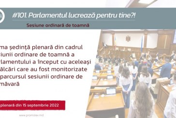 Prima ședință plenară din cadrul sesiunii ordinare de toamnă a Parlamentului a început cu aceleași încălcări care au fost monitorizate pe parcursul sesiunii ordinare de primăvară