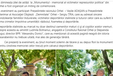 Ortacii lui Shor au ignorat comemorarea victimelor deportărilor sovietice la Orhei