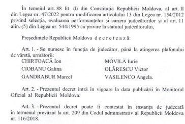 După ce anterior l-a respins, acum Maia Sandu l-a numit judecător până la atingerea plafonului de vârstă pe pe magistratul Judecătoriei Orhei, Iurie Movilă