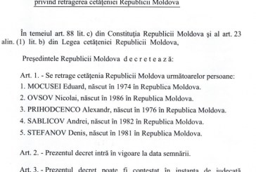 Cinci persoane care s-au înrolat  benevol în forţe armate străine au rămas fără cetățenia RM